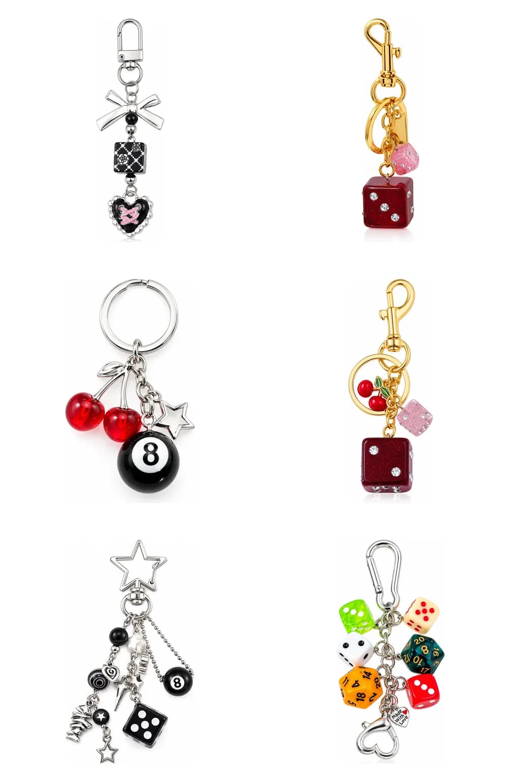 Six fashion keychains