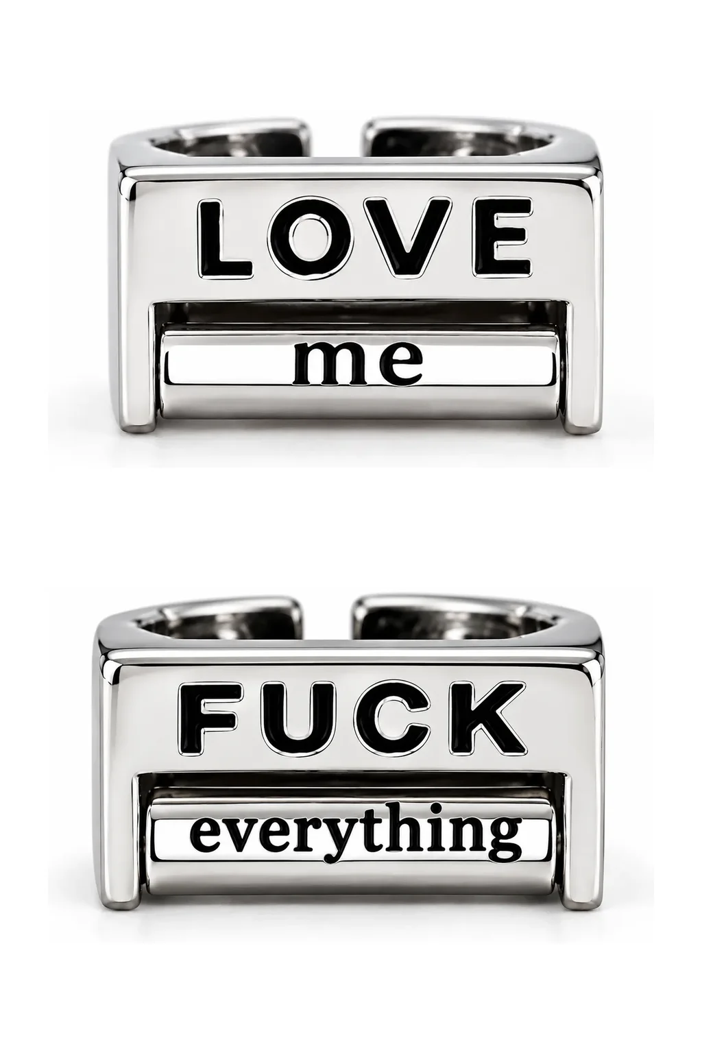 Love and Fuck spinner rings